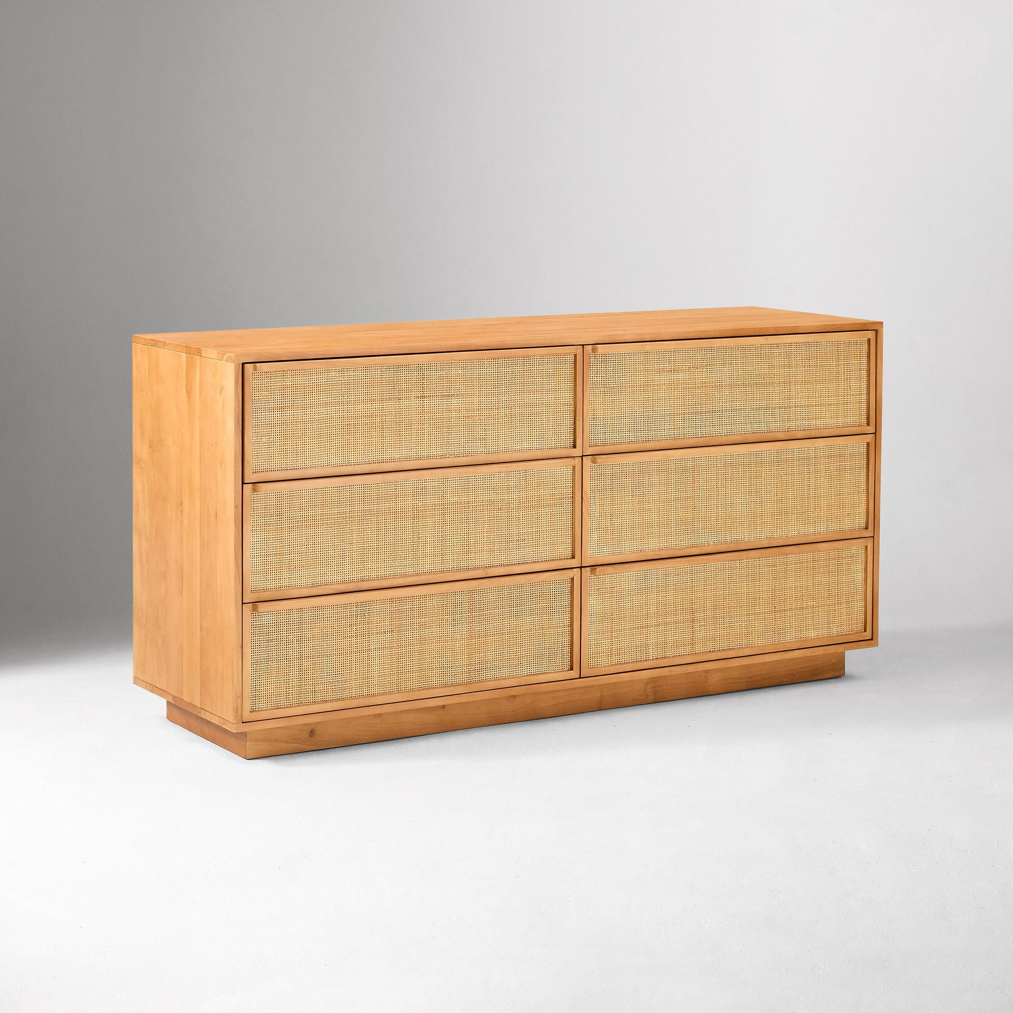 Kerry Modern Rattan Cane 6-Drawer Dresser - Wooden Bazar