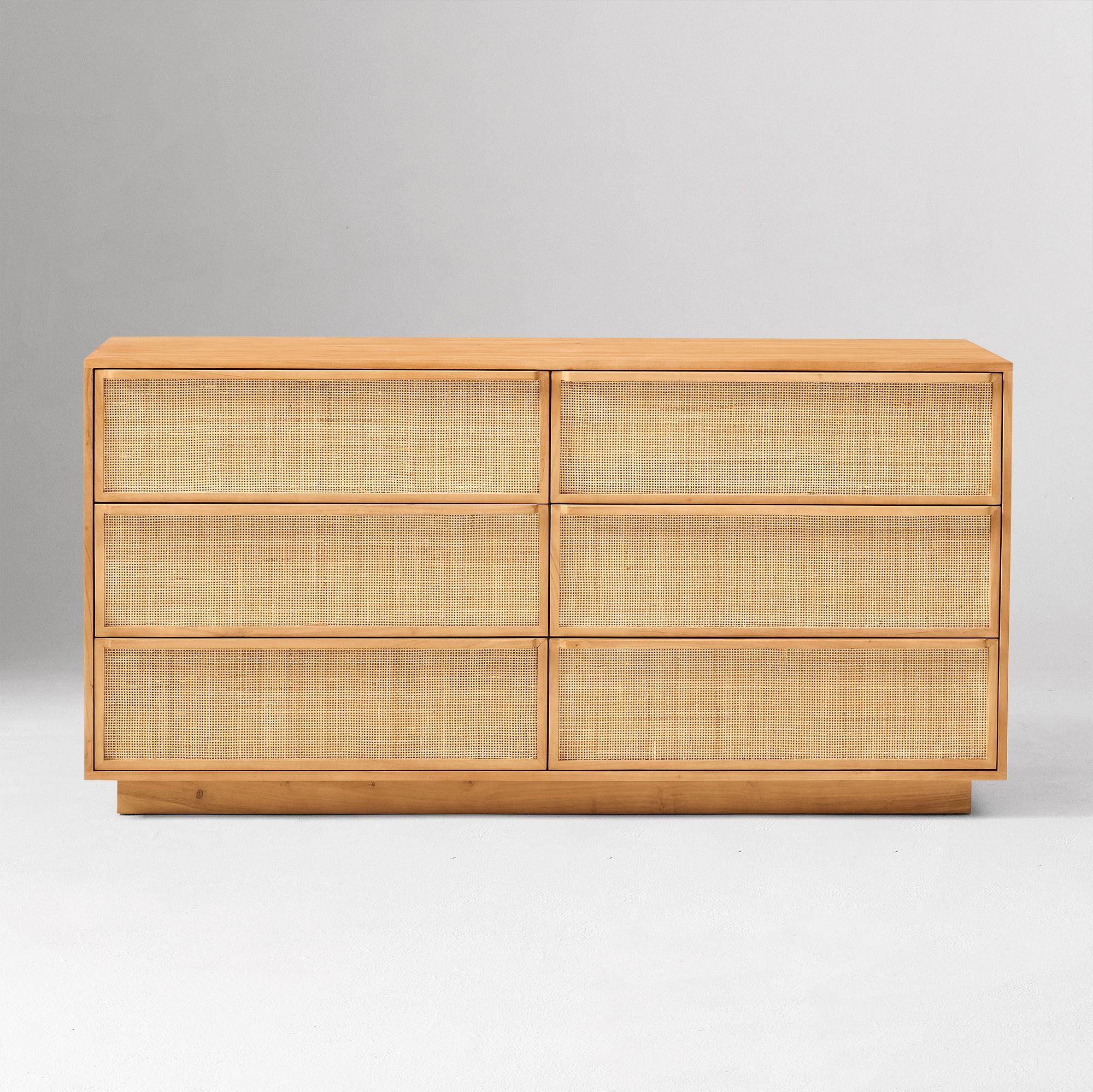 Kerry Modern Rattan Cane 6-Drawer Dresser - Wooden Bazar