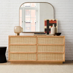 Kerry Modern Rattan Cane 6-Drawer Dresser - Wooden Bazar