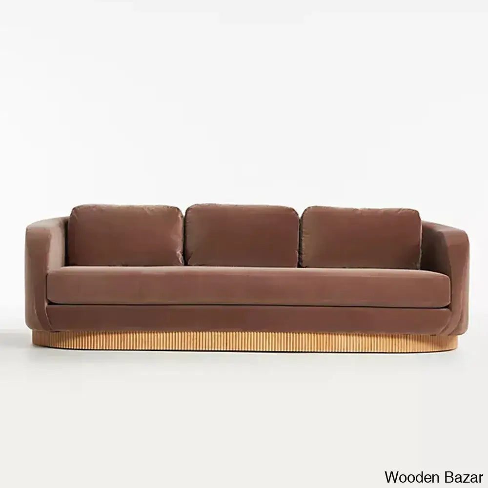 Callum 4 Seater Solid Teak Wood Sofa In Light Brown Color