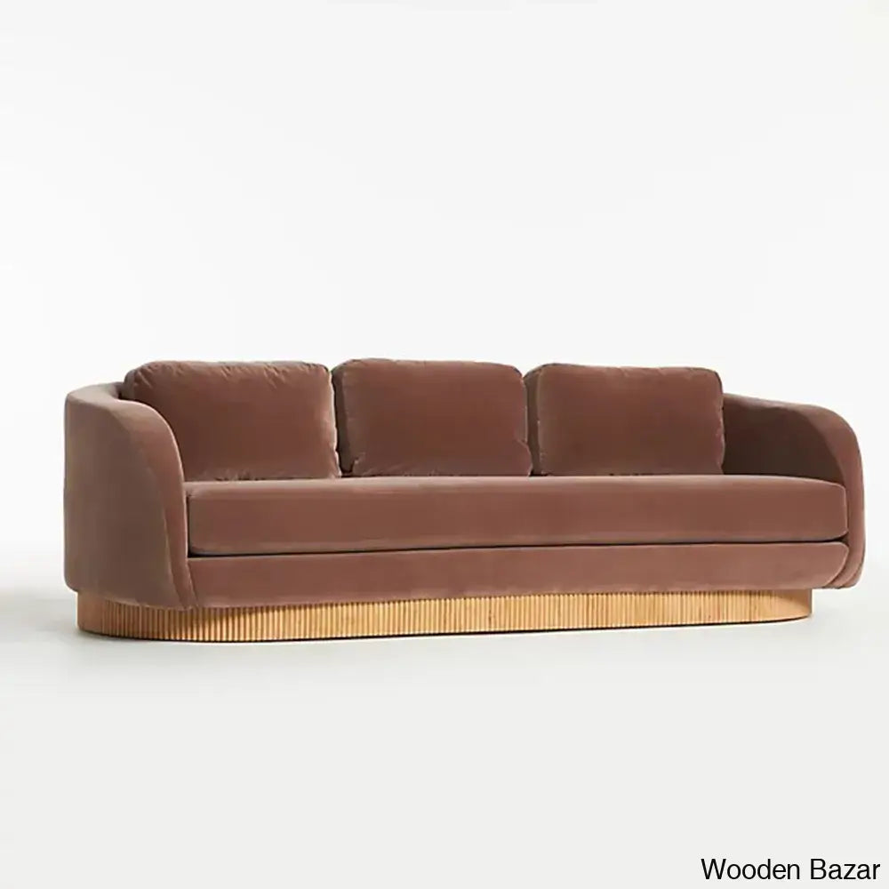 Callum 4 Seater Solid Teak Wood Sofa In Light Brown Color