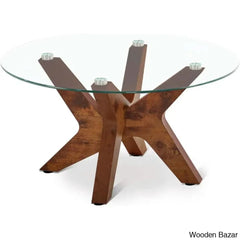Cambridgeshirec Round Coffee And Center Tables With Natural Wood Frame Tempered Glass Top Center