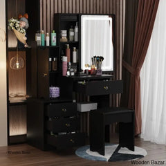 Camic Vanity Dressing Table With Lighted Mirror And Stool