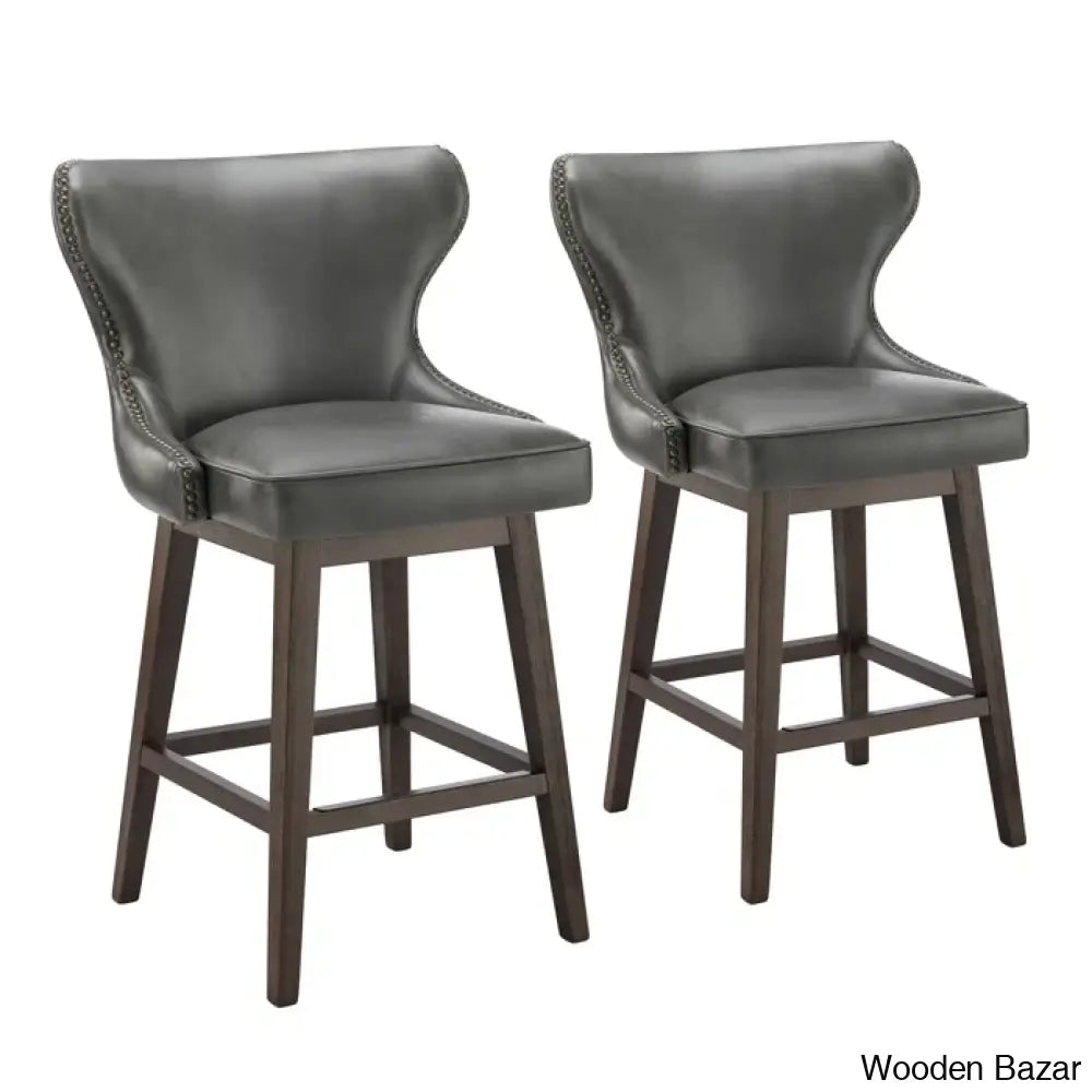 Caralinec Swivel Counter & Bar Stool (Set Of 2) Elephant / (26’’ Seat Height)