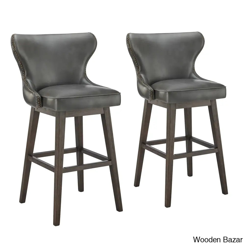 Caralinec Swivel Counter & Bar Stool (Set Of 2) Elephant / (30’’ Seat Height)