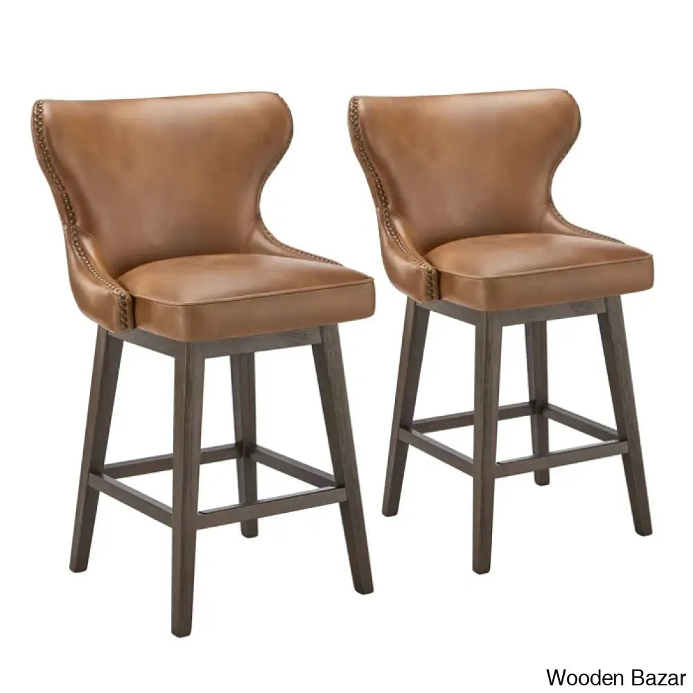 Caralinec Swivel Counter & Bar Stool (Set Of 2) Sand / (26’’ Seat Height)