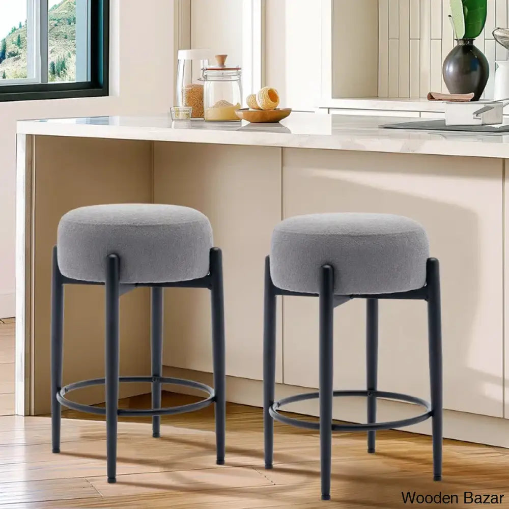 Carien 24’’ Swivel Sherpa Upholstered Counter Stool