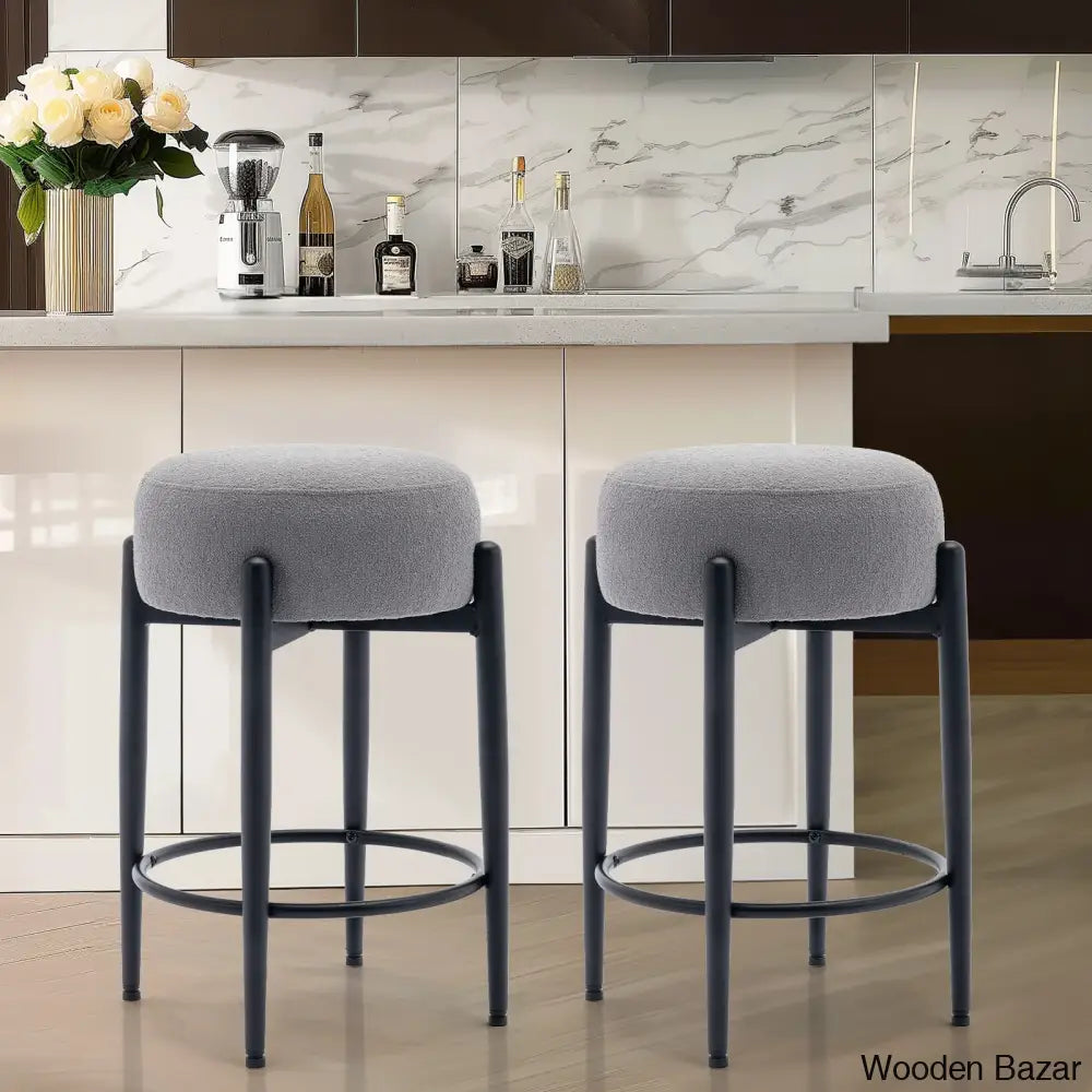 Carien 24’’ Swivel Sherpa Upholstered Counter Stool