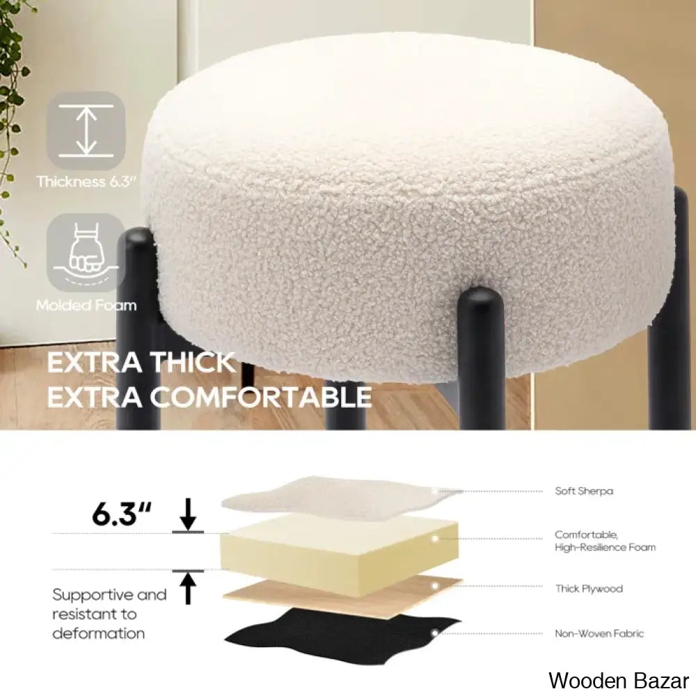 Carien 24’’ Swivel Sherpa Upholstered Counter Stool