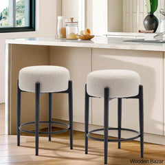 Carien 24’’ Swivel Sherpa Upholstered Counter Stool Cream / 2 Piece