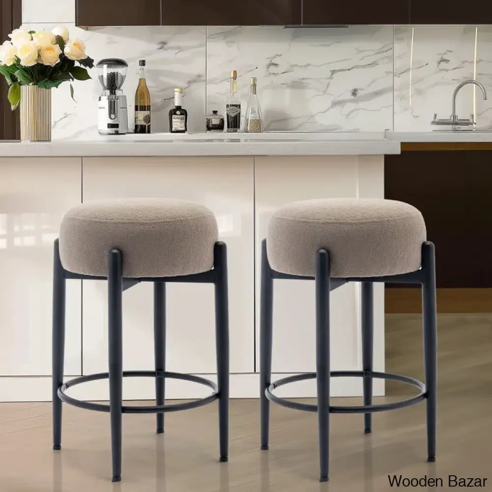 Carien 24’’ Swivel Sherpa Upholstered Counter Stool Gray / 2 Piece