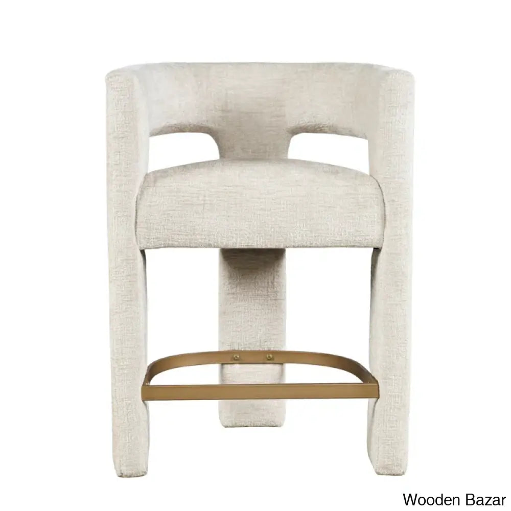 Carlinez Modern Upholstered 25’’ Counter And Bar Stool - Wooden Bazar Gwen Natural Beige Microsuede