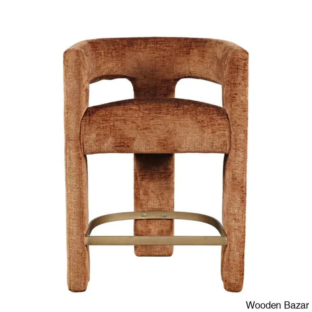 Carlinez Modern Upholstered 25’’ Counter And Bar Stool - Wooden Bazar Gwen Rust Microsuede