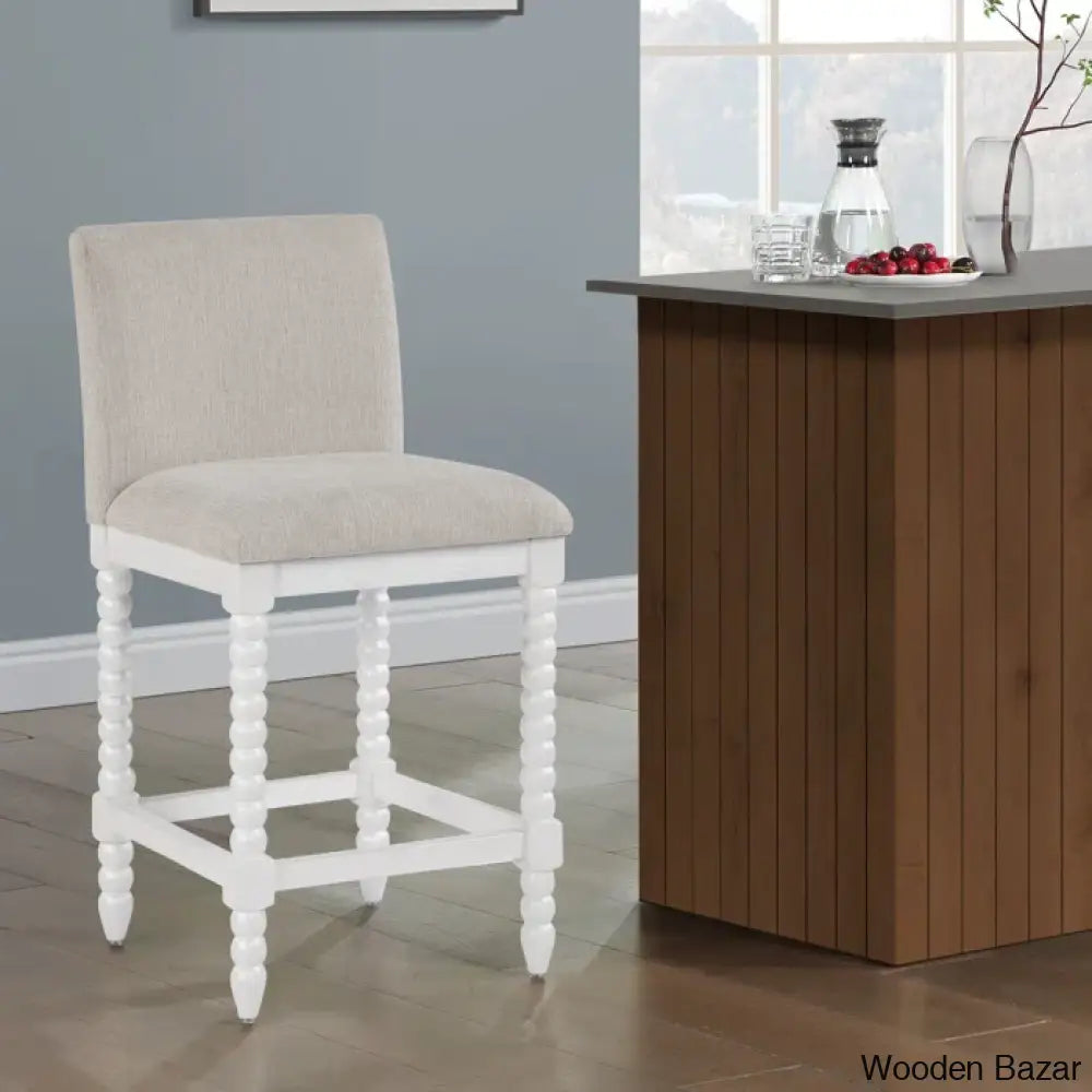 Carollyne Swivel 26’’ High Modern Farmhouse Turned Leg Beaded Counter And Bar Stool