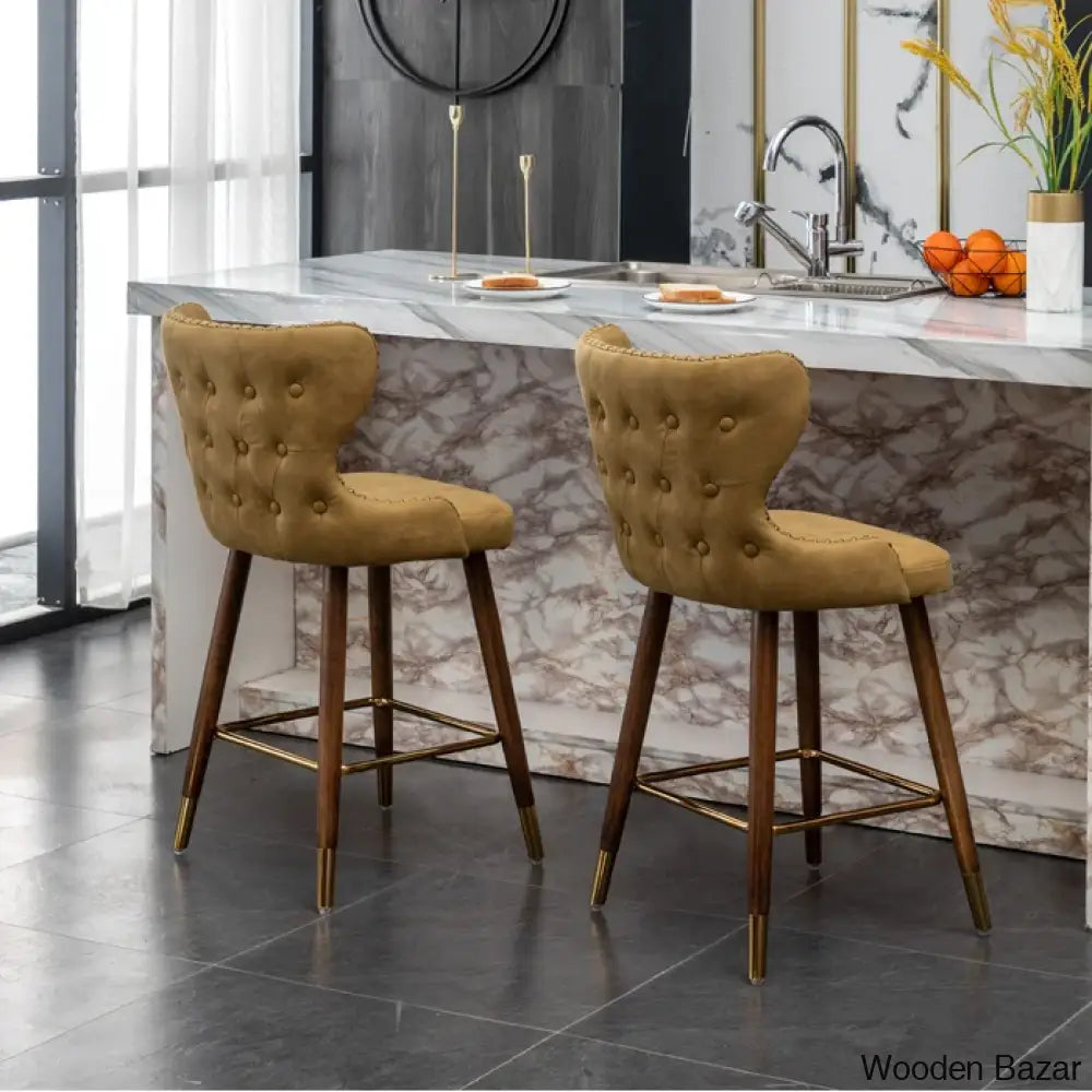 Carrazcox Upholstered Counter And Bar Stool With Solid Wood Frame (Set Of 2)