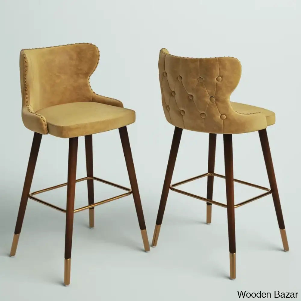 Carrazcox Upholstered Counter And Bar Stool With Solid Wood Frame (Set Of 2)