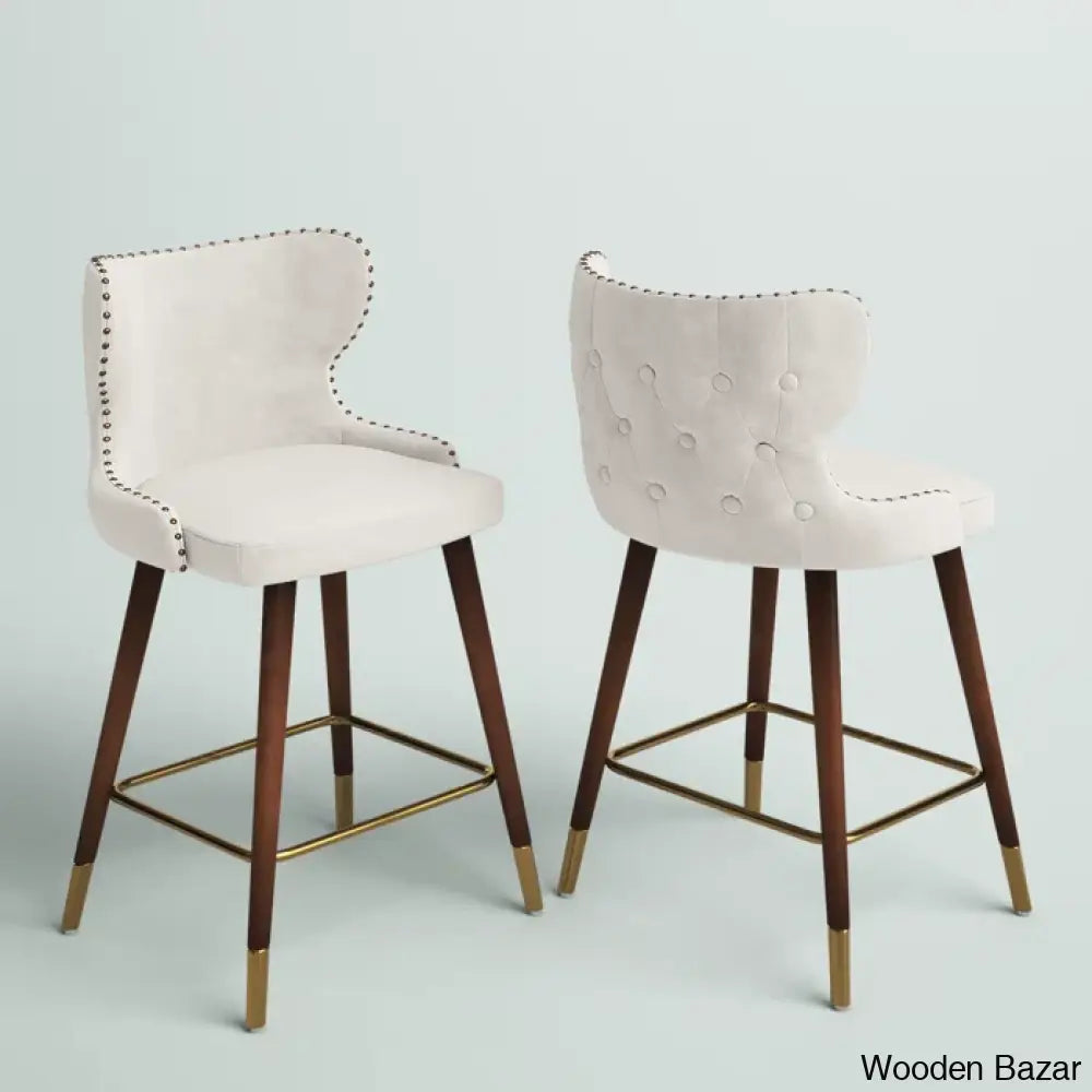 Carrazcox Upholstered Counter And Bar Stool With Solid Wood Frame (Set Of 2) White / (24.5” Seat