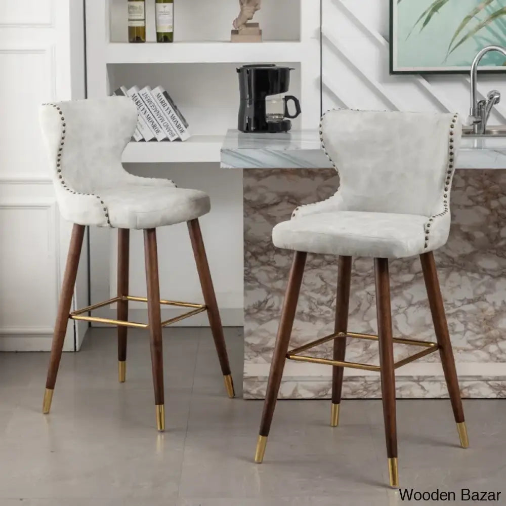 Carrazcox Upholstered Counter And Bar Stool With Solid Wood Frame (Set Of 2) White / Bar (29.5”