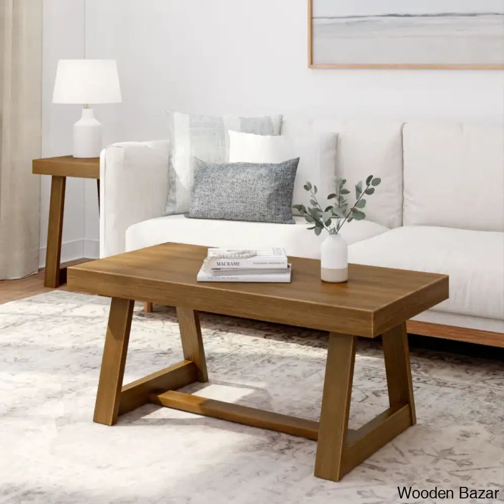 Cathelynec Solid Wood Coffee And Center Table