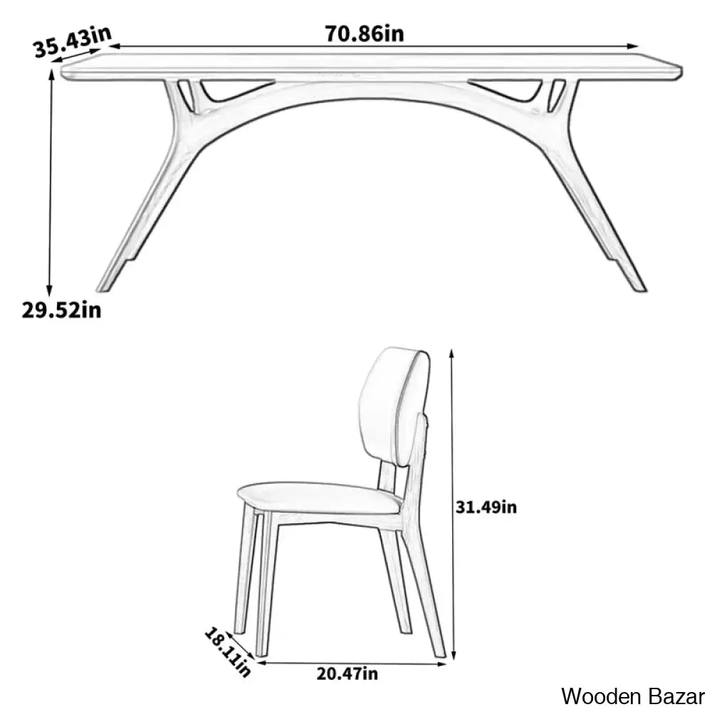 Cavalon New Stylish 6 Seater Dining Table Set - Wooden Bazar