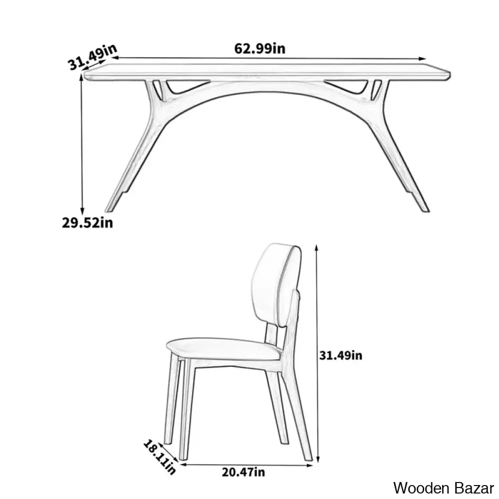 Cavalon New Stylish 6 Seater Dining Table Set - Wooden Bazar