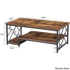 Cavecney Coffee And Center Table With Storage Center Tv Metal Frame Industrial Cocktail