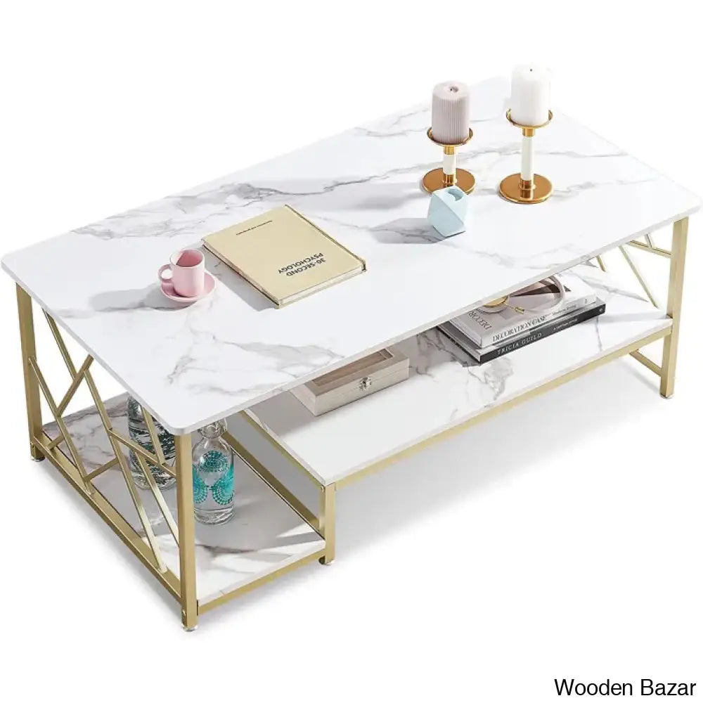 Caveneyl Industrial Coffee And Center Table With Storage White