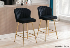 Cavillz Swivel Upholstered 25.5’’ Counter And Bar Stool With Metal Frame Black / 2 Piece