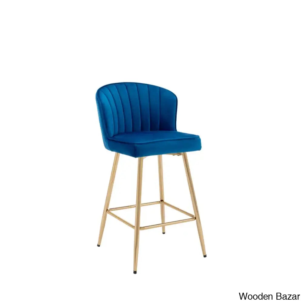 Cavillz Swivel Upholstered 25.5’’ Counter And Bar Stool With Metal Frame Navy / 1 Piece