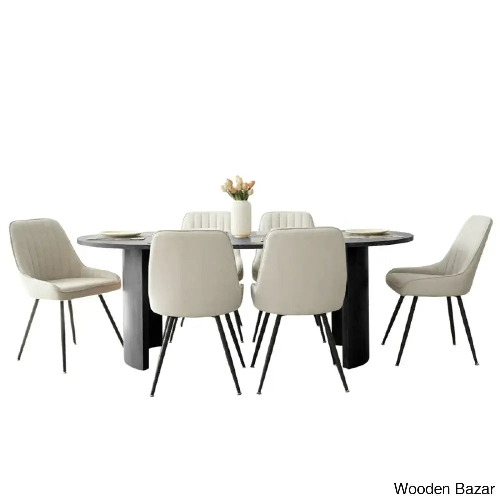 Ceder Luxury 6 Seater Dining Table Set - Wooden Bazar