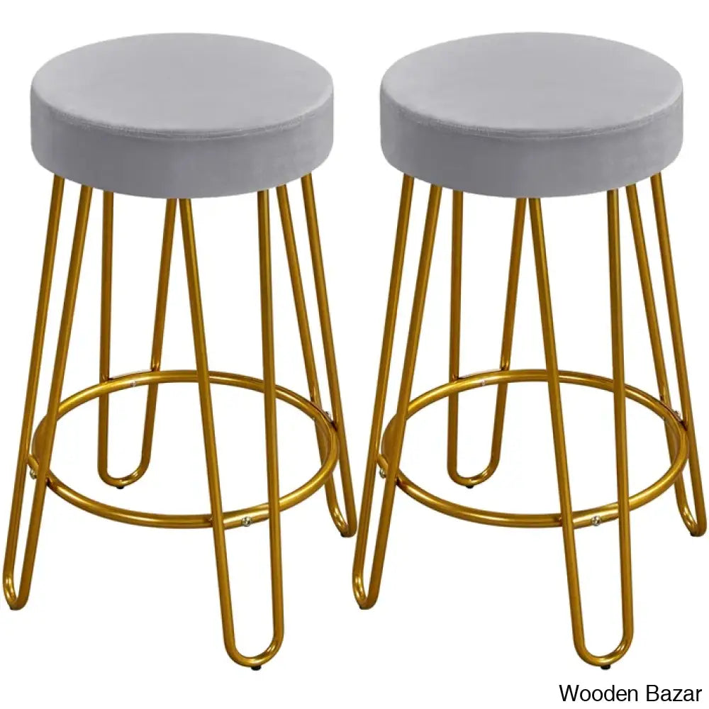 Cederniern Swivel Upholstered 26.5’’ Counter And Bar Stool With Metal Frame (Set Of 2)