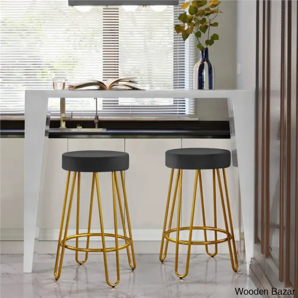 Cederniern Swivel Upholstered 26.5’’ Counter And Bar Stool With Metal Frame (Set Of 2)