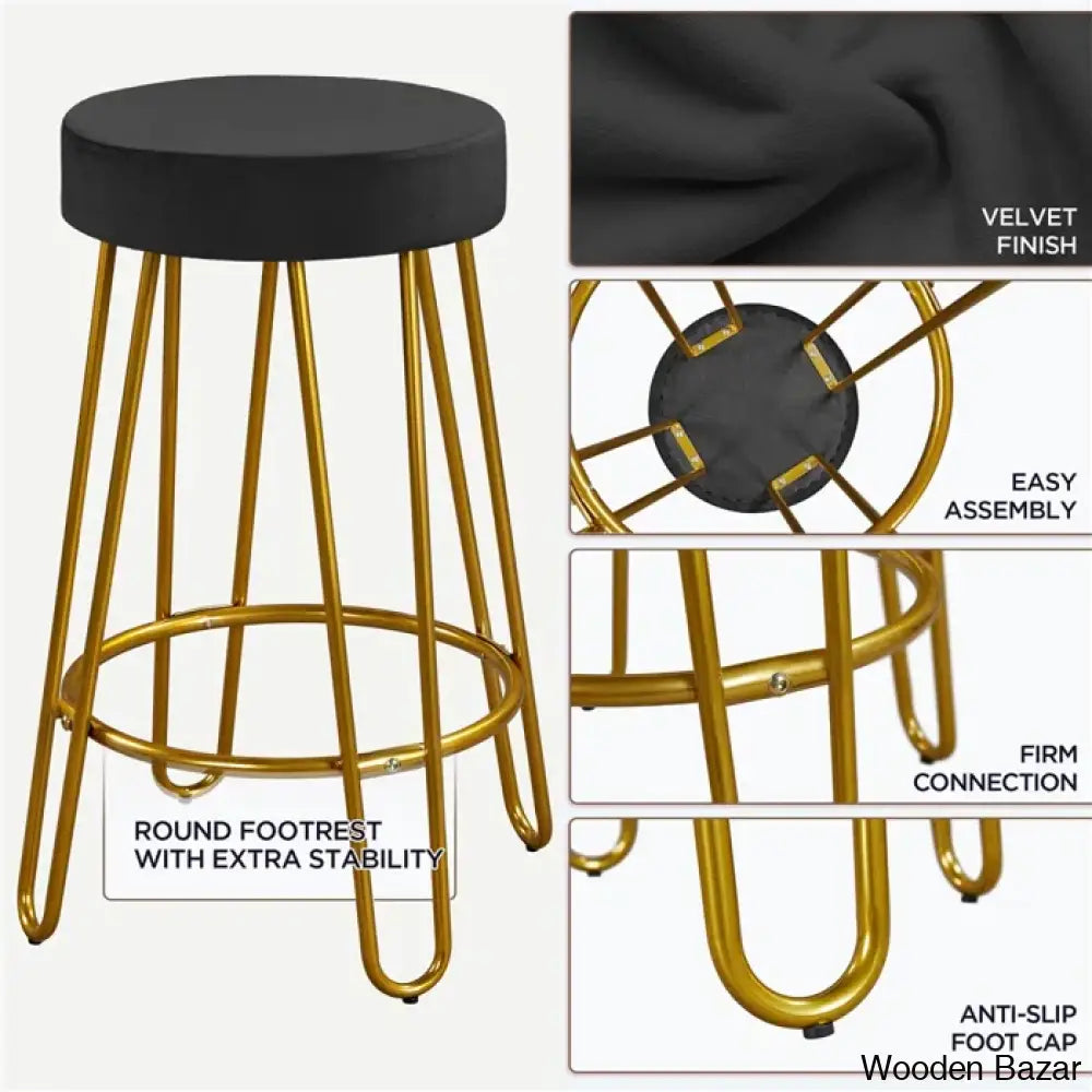 Cederniern Swivel Upholstered 26.5’’ Counter And Bar Stool With Metal Frame (Set Of 2)