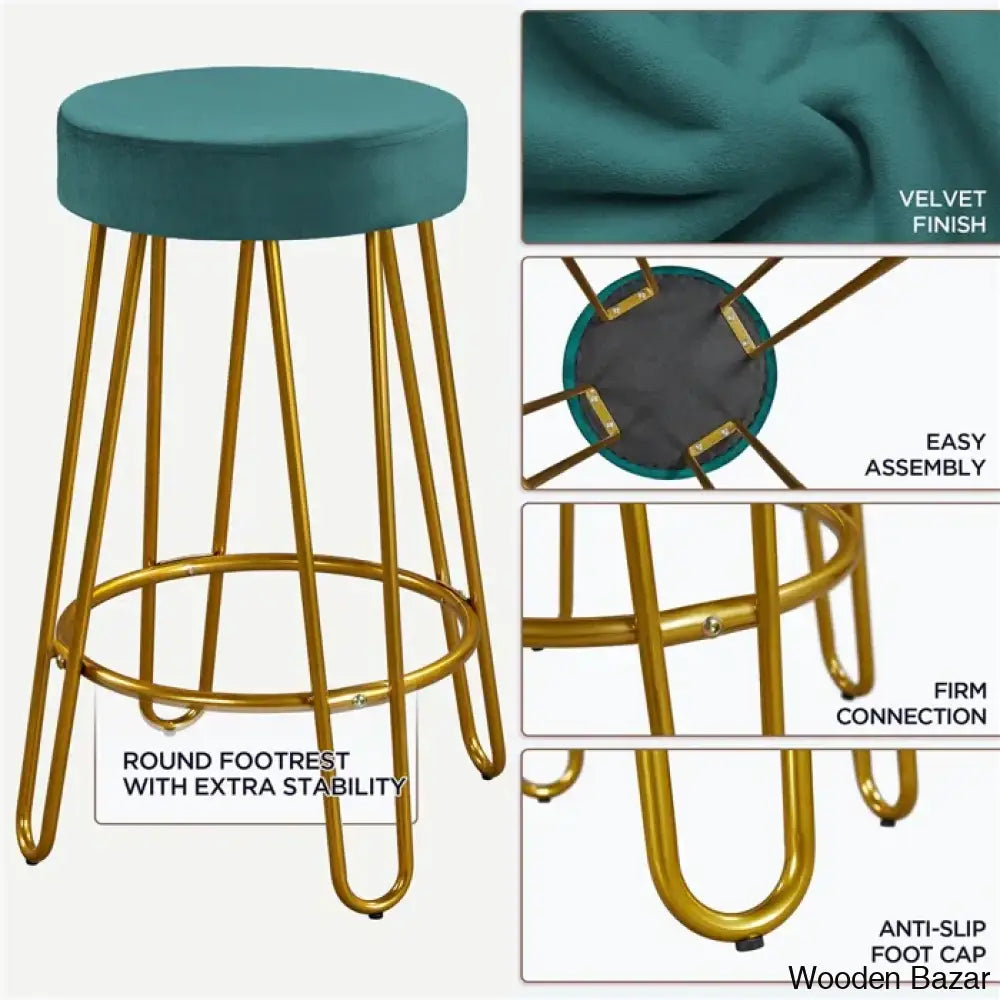 Cederniern Swivel Upholstered 26.5’’ Counter And Bar Stool With Metal Frame (Set Of 2)