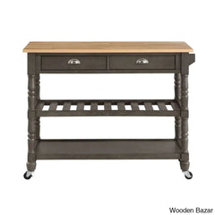 Celia 45’’ Kitchen Cart With Butcher Block Top And Locking Wheels Trolley Cart Cabinet Kitchen