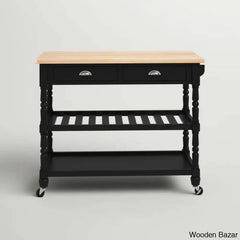 Celia 45’’ Kitchen Cart With Butcher Block Top And Locking Wheels Trolley Cart Cabinet Kitchen