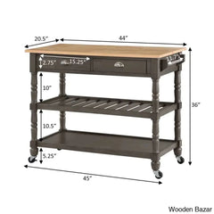 Celia 45’’ Kitchen Cart With Butcher Block Top And Locking Wheels Trolley Cart Cabinet Kitchen