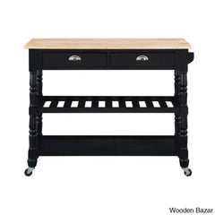 Celia 45’’ Kitchen Cart With Butcher Block Top And Locking Wheels Trolley Cart Cabinet Kitchen