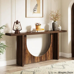 Glass and Wood Console Table