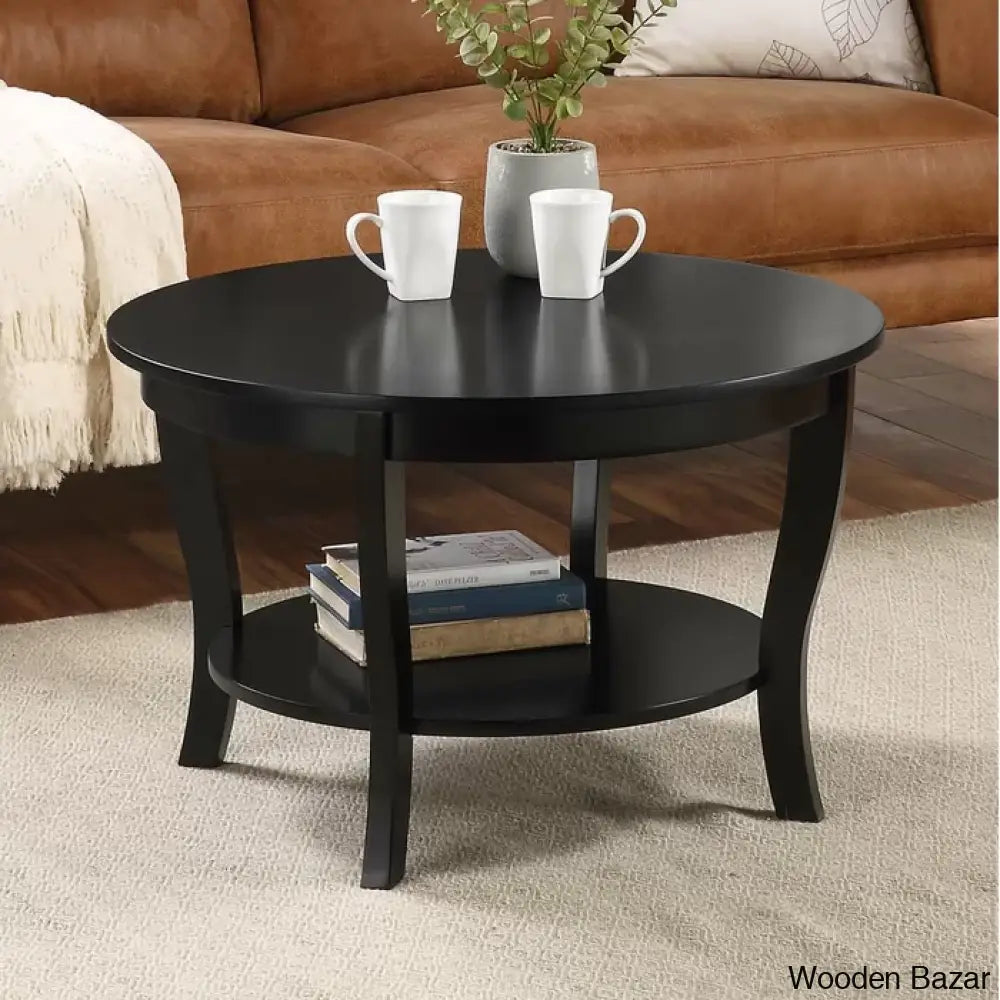 Chadwick 30’’ Coffee Table With Shelf And Center Table Black