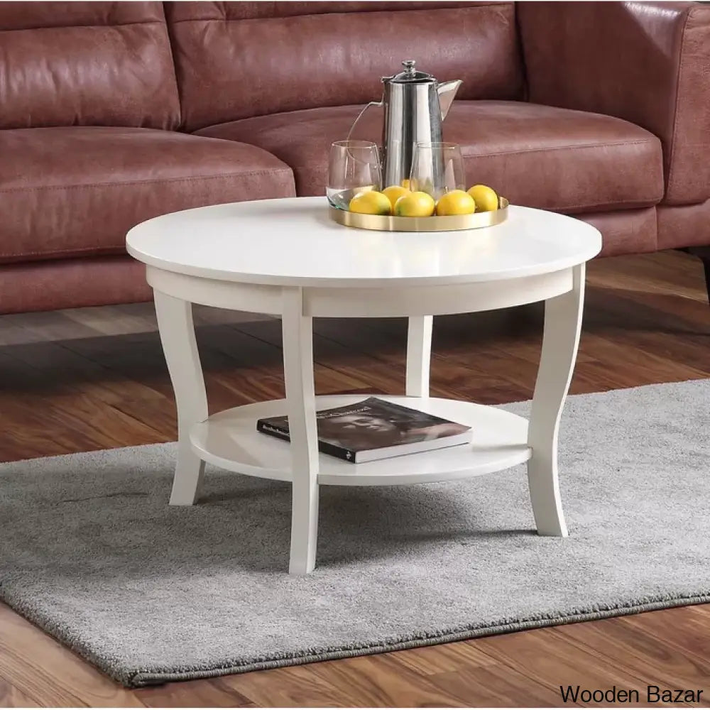 Chadwick 30’’ Coffee Table With Shelf And Center Table White