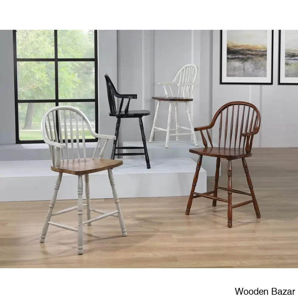 Chaggaia Swivel Solid Wood 24’’ Counter And Bar Stool (Set Of 2)