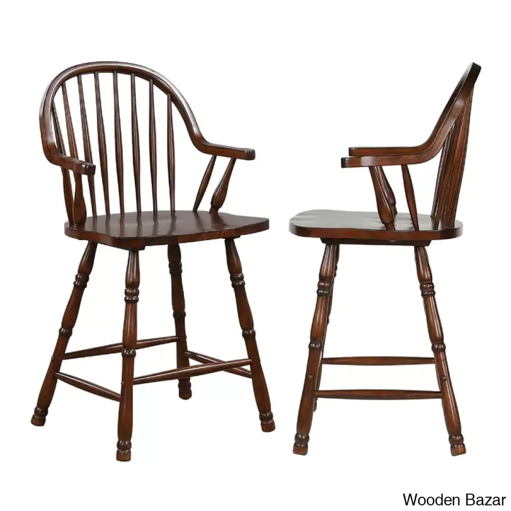 Chaggaia Swivel Solid Wood 24’’ Counter And Bar Stool (Set Of 2)