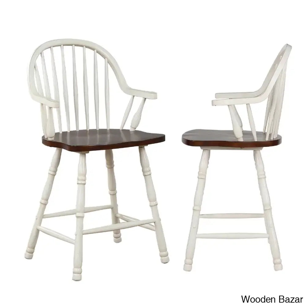 Chaggaia Swivel Solid Wood 24’’ Counter And Bar Stool (Set Of 2)