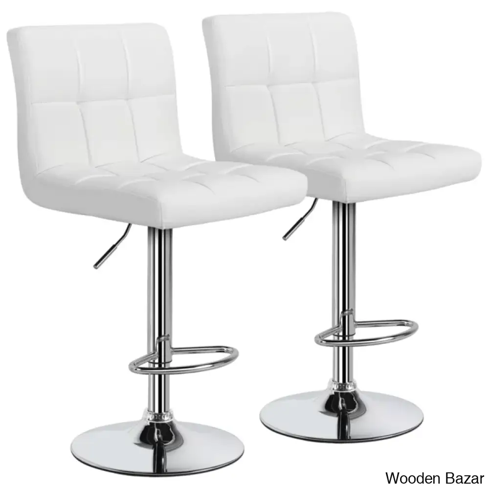 Chandresho Swivel Upholstered Adjustable Height Counter Stool With Metal Frame (Set Of 2)