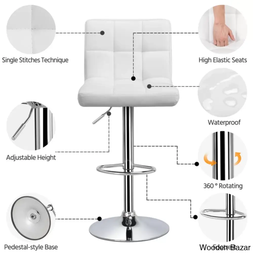 Chandresho Swivel Upholstered Adjustable Height Counter Stool With Metal Frame (Set Of 2)