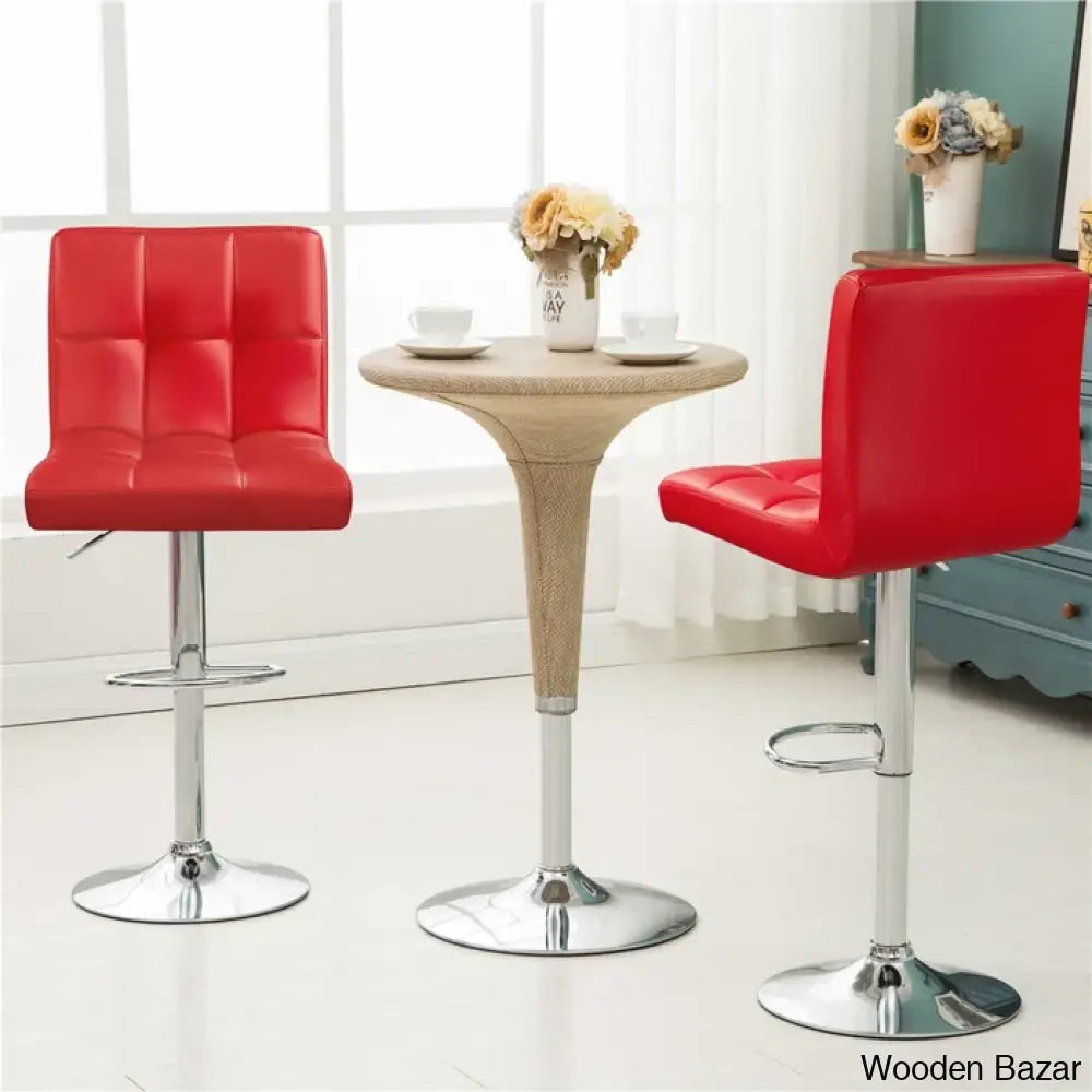 Chandresho Swivel Upholstered Adjustable Height Counter Stool With Metal Frame (Set Of 2)