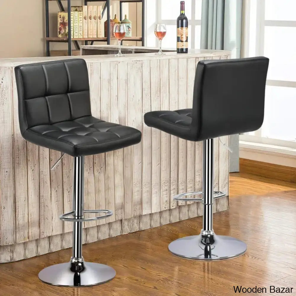 Chandresho Swivel Upholstered Adjustable Height Counter Stool With Metal Frame (Set Of 2)