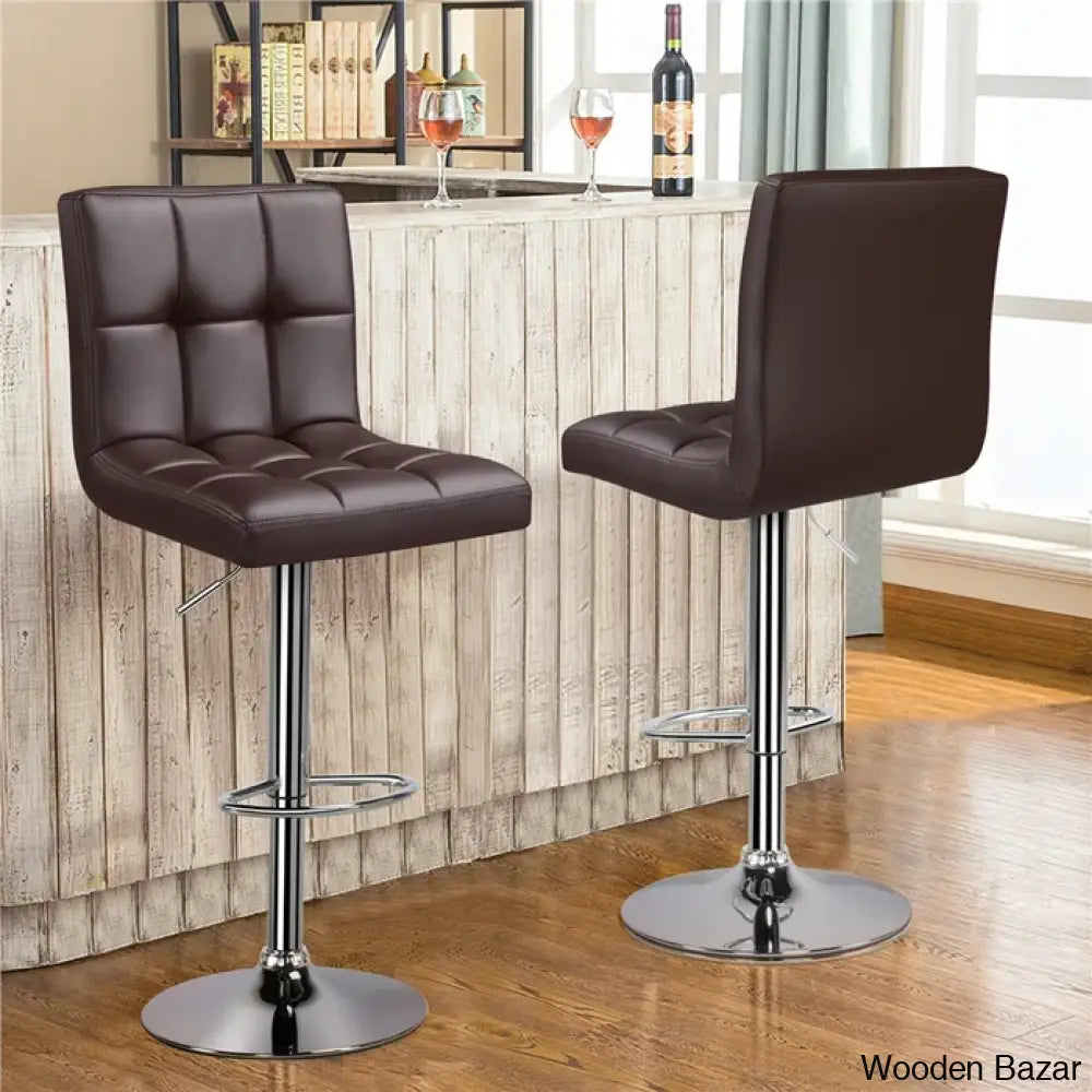 Chandresho Swivel Upholstered Adjustable Height Counter Stool With Metal Frame (Set Of 2)