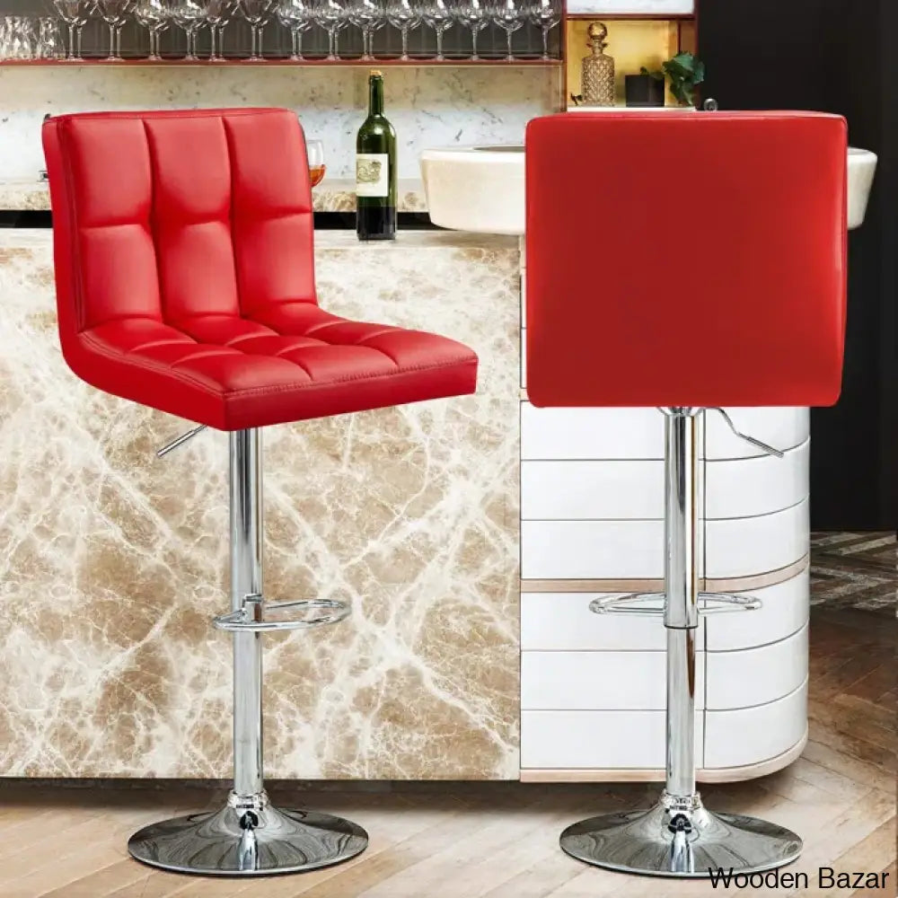 Chandresho Swivel Upholstered Adjustable Height Counter Stool With Metal Frame (Set Of 2)